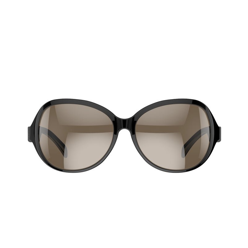 Bluetooth Smart Glasses F-07 Wireless Audio Eyewear front view with dark tinted lenses.