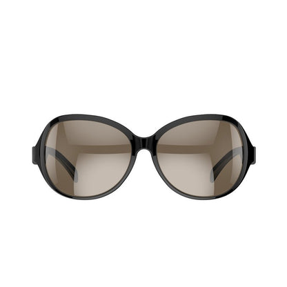 Bluetooth Smart Glasses F-07 Wireless Audio Eyewear front view with dark tinted lenses.