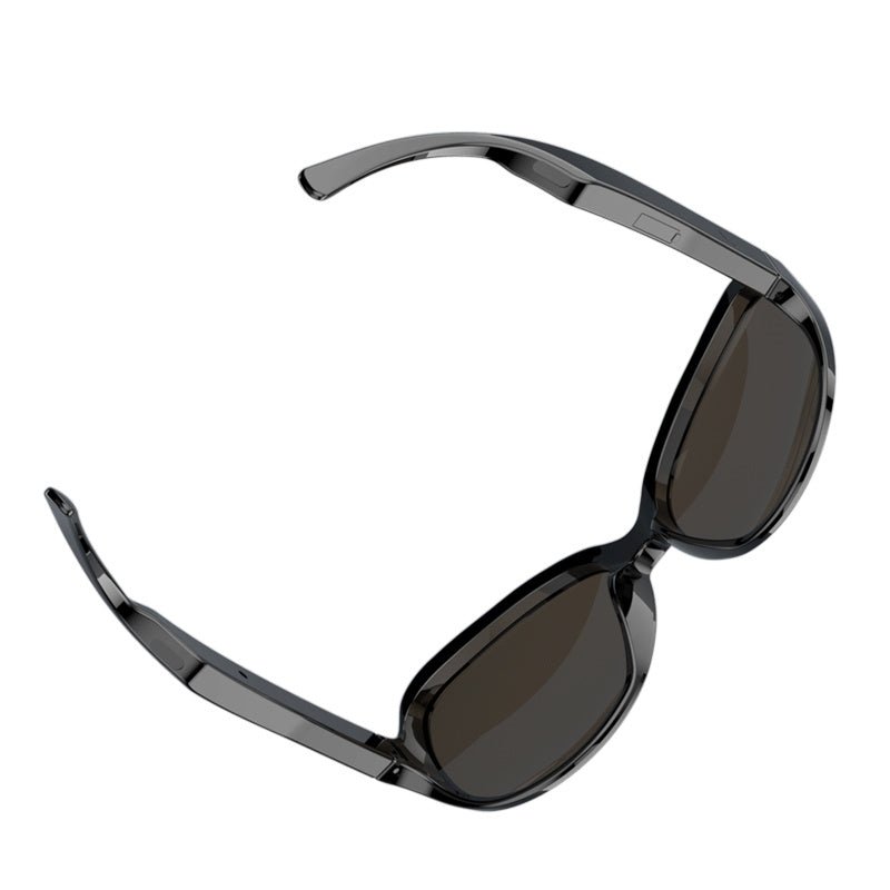 Bluetooth Smart Glasses F-07 Wireless Audio Eyewear in black color with dark lenses, showcasing stylish design and functionality.